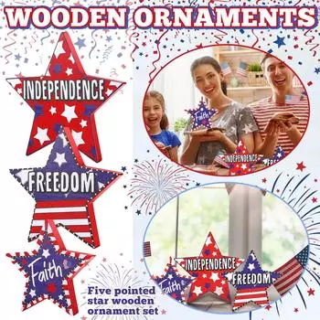 3шт День независимости Деревянные украшения Креативные настольные украшения One Size