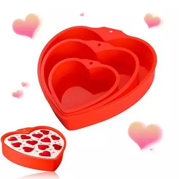 3шт формы для торта в форме сердца многоразовые силиконовые формы с антипригарным покрытием и отверстиями