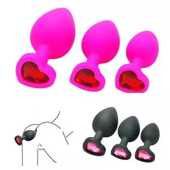 3шт горный хрусталь сердце силиконовая анальная пробка массажер мастурбация секс-игрушка