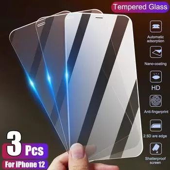 3шт iPhone 11 Pro Max X XS XR Закаленное стекло iPhone 13 7 8 6 6s Plus 5 5S SE Защитная пленка для экрана Закаленное стекло iPhone 12 Mini 3 шт. Стекло с полным покрытием iPhone 12 Mini белый