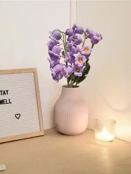 3шт искусственные цветы ландыша крючком ручная работа вязание 5 головок плетеные цветы со стеблями для подарков на День святого Валентина для дома свадьбы вечеринки офиса 3pcs белый