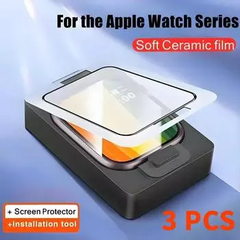 3шт керамическая пленка инструмент для установки для Apple watch Ultra 9 8 7 49мм 45мм 41мм Защитная пленка для экрана для iwatch 10 6 5 46мм 44мм 40мм 42мм Series123 38MM