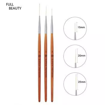 3шт кисть для дизайна ногтей деревянные французские линии в полоску цветок живопись рисунок лайнер ручка маникюрный инструмент