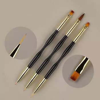 3шт кисть для ногтей многофункциональная DIY двойная головка 3D советы маникюрная кисть для рисования для маникюрного салона 3pcs