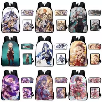 3шт/компл. рюкзак Genshin Impact школьный рюкзак для мужчин