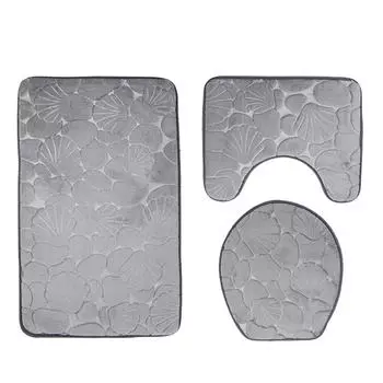 3шт/комплект 3D печать ракушек пылезащитный влагопоглощающий коврик для ванной комнаты набор (Серый) серый
