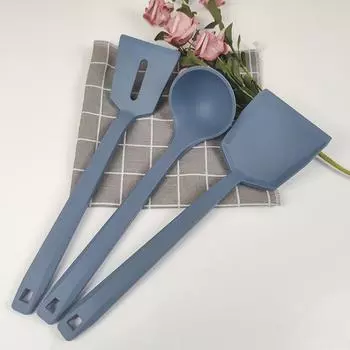 3шт/комплект силиконовая кухонная утварь для приготовления пищи термостойкая кухонная утварь с антипригарным покрытием кухонная лопатка ложка для супа инструменты Starry Sky Blue 3-piece set