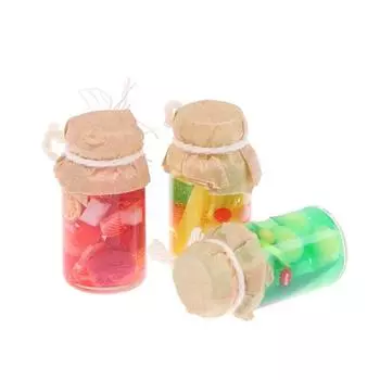 3шт кукольный домик миниатюрные консервированные фрукты набор игрушек кукла еда кухонные аксессуары разноцветный