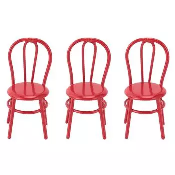 3шт Миниатюрные стулья 1:12 масштаб кукольный стул спинка металлическая мебель модель для кукольного дома