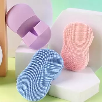 3шт мягкая ручная силиконовая очищающая щетка для лица противоскользящая отшелушивающая щетка для лица One Size