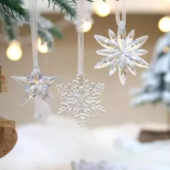 3шт/набор DIY рождественские прозрачные снежинки акриловые елочные украшения Новый год