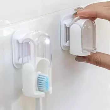 3шт настенный держатель для зубных щеток с крышкой, держатель для зубных щеток, пылезащитный чехол для дома белый