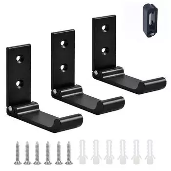 3шт настенный крючок из алюминиевого сплава 90 складных крючков для одежды, складной крючок складной крючок для вешалки для одежды винты для офиса, кухни, спальни (черный) 3pcs