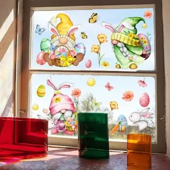 3шт оконная наклейка Пасхальный гном узор окно цепляется праздничные наклейки праздничное украшение 3pcs