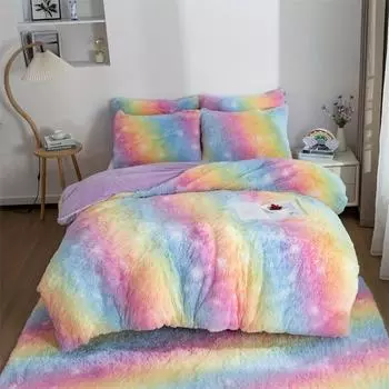 3шт плюшевый пододеяльник, удобный постельный комплект пододеяльник * 1 + наволочка * 2, мягкий и приятный для кожи, подходит для всех сезонов EUsingle135x200cm