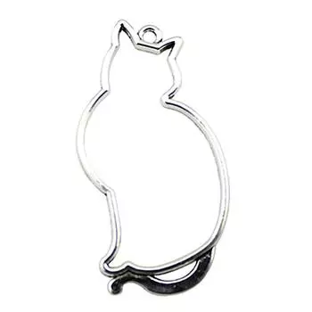 3шт. Подвески с полыми кошками, античное серебро, цвет цинкового сплава, 53X27 мм.