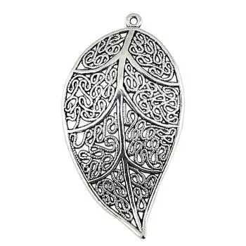 3шт подвески в форме листьев античное серебро цвет цинковый сплав 57х31мм