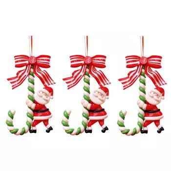 3шт рождественские украшения из леденцов, снеговик Санта-Клауса, держащий конфету с бантом, милые подвесные безделушки