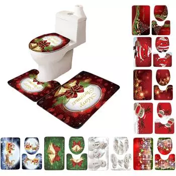 3шт Рождественский день Нескользящий коврик для ванной Ванная комната Кухня Ковер Коврики Декор