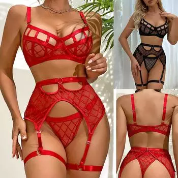 3шт сексуальное женское нижнее белье платье нижнее белье кружевной бюстгальтер стринги комплект ночная рубашка Babydoll S