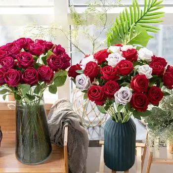 3шт шелковые цветы искусственные розы цветы настоящие на ощупь искусственный букет поддельные цветы украшение для дома шампанского