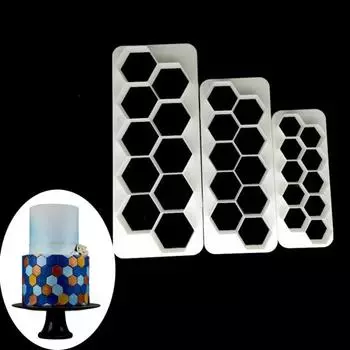 3шт шестигранный резак для помадки, печенья, шоколадного печенья, декоративная форма для торта «сделай сам» белый