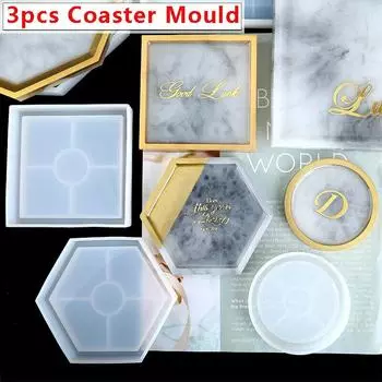 3шт силиконовые подставки для напитков коврик для литья из смолы пресс-формы для агата эпоксидной смолы ремесленные инструменты