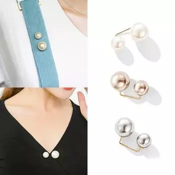 3шт стильный женский искусственный жемчуг безопасности шаль воротник рубашка свитер брошь булавки A белый