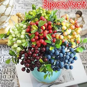3шт свадебные украшения искусственные ягоды моделирование цветы фрукты украшение дома 3pcs оранжевый
