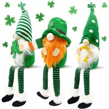 3шт украшения ко Дню Святого Патрика, дневной гном, плюшевые украшения в виде эльфов, шведские фигурки гномов Tomte, декор в виде настольных гномов, подарки на день Святого Патрика, домашний декор 30*17*6cm,3Pcs