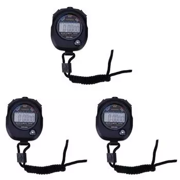3шт водонепроницаемый ЖК-цифровой секундомер таймер хронограф счетчик спортивный будильник