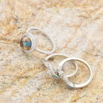 3шт женские кольца геометрические стразы ювелирные изделия богемные штабелируемые кольца на палец для свиданий US 9 золотистый