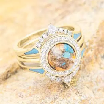 3шт женские кольца геометрические стразы ювелирные изделия богемные штабелируемые кольца на палец US 9 золотистый