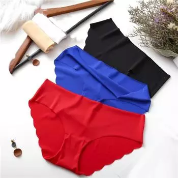 3шт женские сексуальные однотонные бесшовные шелковые трусы с низкой талией эластичные трусы L
