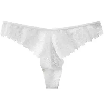 3шт Женское нижнее белье Сексуальные прозрачные кружевные трусики-стринги Ультратонкие трусы-стринги M белый