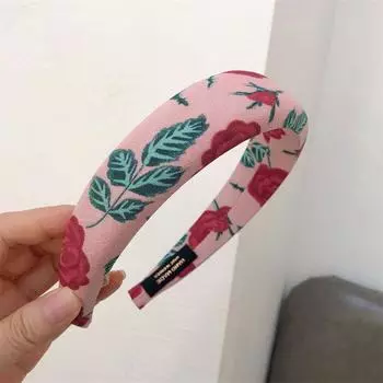 3СМ Модная женская и девичья повязка на голову с милым принтом розы и губчатой подкладкой для дамских аксессуаров для волос