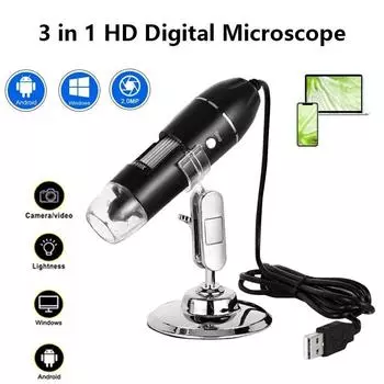 3в1 1600X цифровой микроскоп камера типа C USB портативный электронный микроскоп для пайки лупа ремонт сотового телефона чёрный