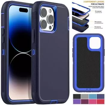 3в1 гибридный сверхпрочный защитный чехол для iPhone 16 15 14 13 12 11 XR XS Pro Max 7 8Plus Otter Case Box военный защитный противоударный чехол с полной защитой For iPhone7 8