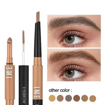 3в1 Карандаш для бровей Brows Pen с кремом для бровей, кистью для бровей и пудрой, стойкая краска для бровей One Size