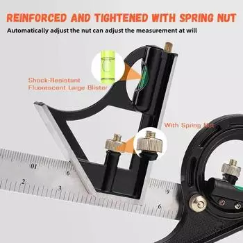 3в1 многофункциональный набор прямоугольных линеек из нержавеющей стали для деревообработки, плотника, инженера, транспортира, измерительного инструмента