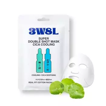 3W8L Super Double Shot Mask Cica Cooling 1 Piece Face Pack Face Mask Sheet Mask Soothing Texture High Moisturizing Skin Care Korean Cosmetics