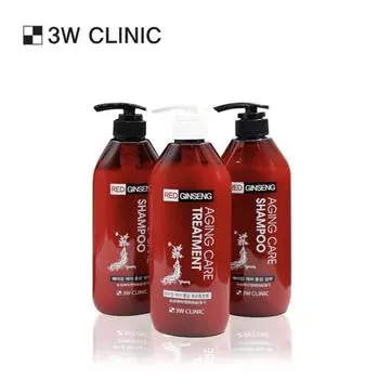 3W CLINIC Aging Care Red Ginseng Shampoo & Treatment SET (Шампунь 2 шт. + Лечение 1 шт.)