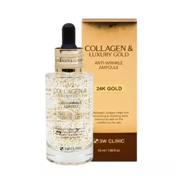 3W CLINIC Collagen Luxury Gold Ampoule против морщин 24K Gold 55 мл (3 варианта) #1pcs