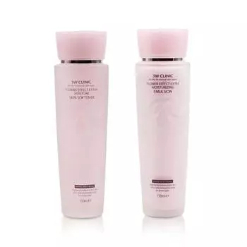 3W CLINIC Flower Effect Extra Moisture Skin Softener (тонер) 150 мл, эмульсия 150 мл (3 варианта) #SOFTENER