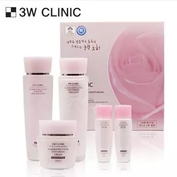 3W CLINIC Flower Effect Extra Moisturizing Skin Care 3 Набор (Тонер+Эмульсия+Крем)
