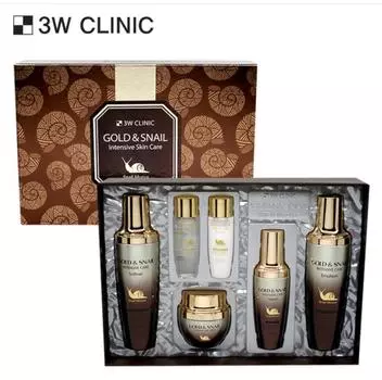 3W CLINIC Gold & Snail Intensive Care SET из 4 штук (тоник + эмульсия + крем + сыворотка) #1SET