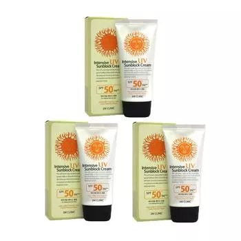 3W CLINIC Intensive UV Sunblock Cream SPF50 + PA +++ UVA / UVB Protection Sunscreen (70 мл x 3 упаковки)