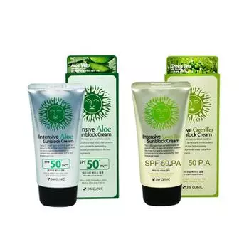 3W CLINIC - Интенсивный солнцезащитный крем/солнцезащитный крем с зеленым чаем или алоэ 70мл (8 вариантов) Green Tea Sunscreen x1PCS