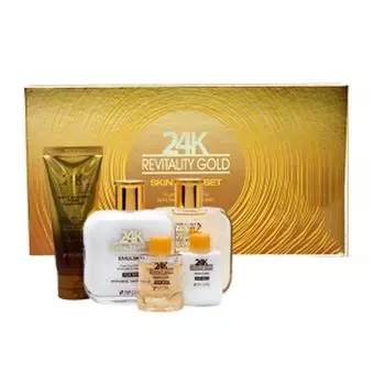 3W CLINIC — НАБОР Revitality из 24-каратного золота для мужчин, в который входят тонер, эмульсия, очищающая пенка и подарки для путешествий (2 варианта) 1 SET