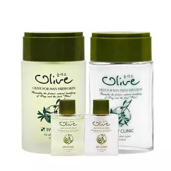 3W Clinic Olive For Men Fresh 2 вида, 1 набор, кожа 150 мл + лосьон 150 мл